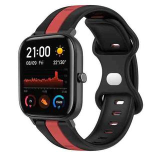 For Amazfit GTS 20mm Butterfly Buckle Two-Color Silicone Watch Band(Black+Red)