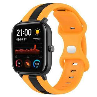 For Amazfit GTS 20mm Butterfly Buckle Two-Color Silicone Watch Band(Black+Yellow)