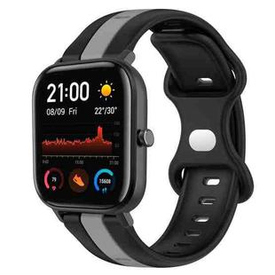 For Amazfit GTS 20mm Butterfly Buckle Two-Color Silicone Watch Band(Black+Grey)