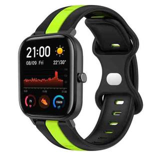 For Amazfit GTS 20mm Butterfly Buckle Two-Color Silicone Watch Band(Black+Green)