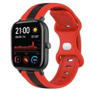 For Amazfit GTS 20mm Butterfly Buckle Two-Color Silicone Watch Band(Red+Black)