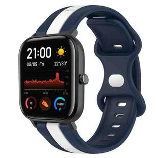 For Amazfit GTS 20mm Butterfly Buckle Two-Color Silicone Watch Band(White+Blue)