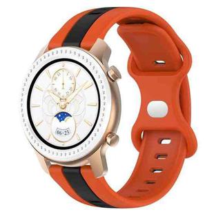 For Amazfit GTR 42mm 20mm Butterfly Buckle Two-Color Silicone Watch Band(Orange+Black)