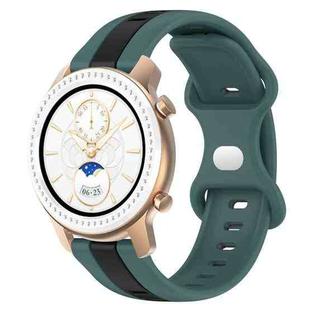 For Amazfit GTR 42mm 20mm Butterfly Buckle Two-Color Silicone Watch Band(Green+Black)