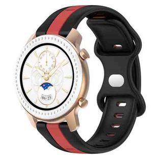For Amazfit GTR 42mm 20mm Butterfly Buckle Two-Color Silicone Watch Band(Black+Red)