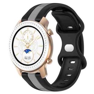 For Amazfit GTR 42mm 20mm Butterfly Buckle Two-Color Silicone Watch Band(Black+Grey)
