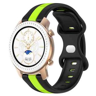 For Amazfit GTR 42mm 20mm Butterfly Buckle Two-Color Silicone Watch Band(Black+Green)