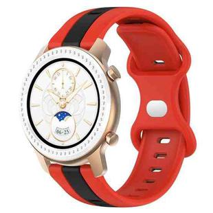 For Amazfit GTR 42mm 20mm Butterfly Buckle Two-Color Silicone Watch Band(Red+Black)