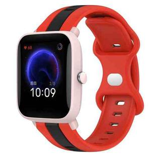 For Amazfit Pop Pro 20mm Butterfly Buckle Two-Color Silicone Watch Band(Red+Black)