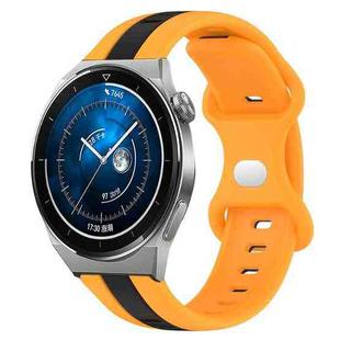 For Huawei Watch GT3 Pro 43mm 20mm Butterfly Buckle Two-Color Silicone Watch Band(Black+Yellow)