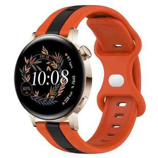 For Huawei Watch GT3 42mm 20mm Butterfly Buckle Two-Color Silicone Watch Band(Orange+Black)