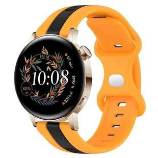 For Huawei Watch GT3 42mm 20mm Butterfly Buckle Two-Color Silicone Watch Band(Black+Yellow)