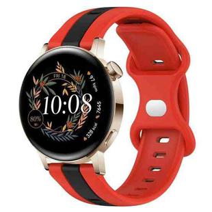 For Huawei Watch GT3 42mm 20mm Butterfly Buckle Two-Color Silicone Watch Band(Red+Black)