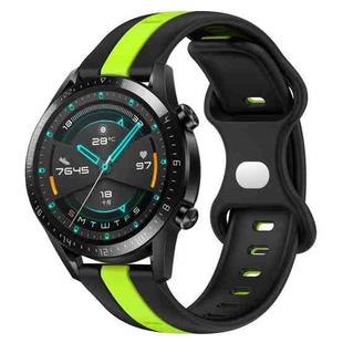 For Huawei Watch GT2 42mm 20mm Butterfly Buckle Two-Color Silicone Watch Band(Black+Green)