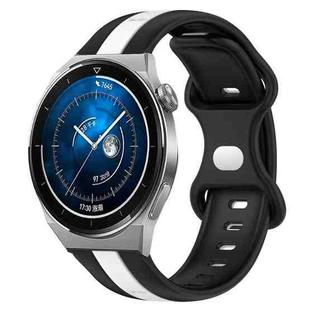 For Huawei Watch GT3 Pro 46mm 20mm Butterfly Buckle Two-Color Silicone Watch Band(Black+White)