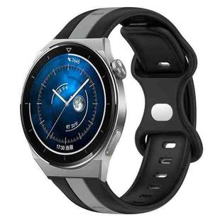 For Huawei Watch GT3 Pro 46mm 20mm Butterfly Buckle Two-Color Silicone Watch Band(Black+Grey)