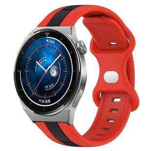 For Huawei Watch GT3 Pro 46mm 20mm Butterfly Buckle Two-Color Silicone Watch Band(Red+Black)