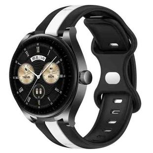 For Huawei Watch Buds 20mm Butterfly Buckle Two-Color Silicone Watch Band(Black+White)