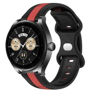 For Huawei Watch Buds 20mm Butterfly Buckle Two-Color Silicone Watch Band(Black+Red)