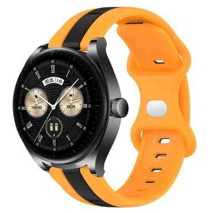 For Huawei Watch Buds 20mm Butterfly Buckle Two-Color Silicone Watch Band(Black+Yellow)