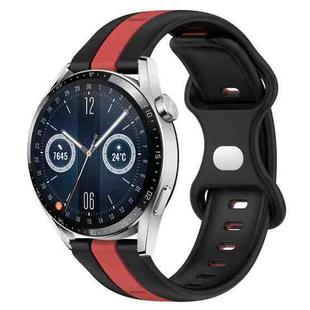 For Huawei Watch GT3 46mm 20mm Butterfly Buckle Two-Color Silicone Watch Band(Black+Red)