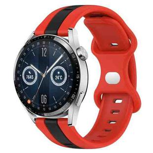 For Huawei Watch GT3 46mm 20mm Butterfly Buckle Two-Color Silicone Watch Band(Red+Black)