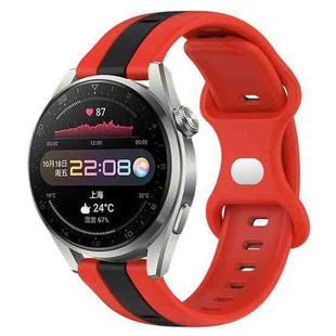 For Huawei Watch 3 Pro New 20mm Butterfly Buckle Two-Color Silicone Watch Band(Red+Black)