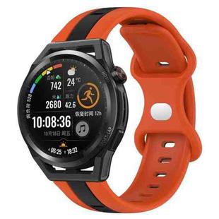 For Huawei Watch GT Runner 20mm Butterfly Buckle Two-Color Silicone Watch Band(Orange+Black)