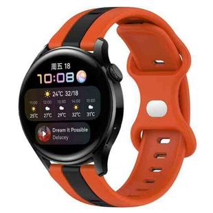 For Huawei Watch 3 20mm Butterfly Buckle Two-Color Silicone Watch Band(Orange+Black)