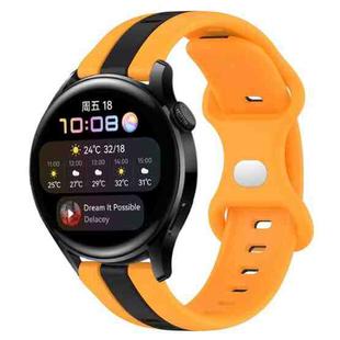 For Huawei Watch 3 20mm Butterfly Buckle Two-Color Silicone Watch Band(Black+Yellow)