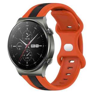 For Huawei GT2 Pro 20mm Butterfly Buckle Two-Color Silicone Watch Band(Orange+Black)