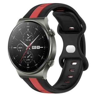 For Huawei GT2 Pro 20mm Butterfly Buckle Two-Color Silicone Watch Band(Black+Red)