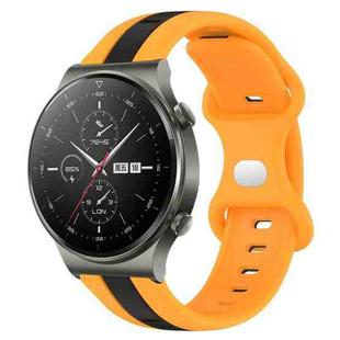 For Huawei GT2 Pro 20mm Butterfly Buckle Two-Color Silicone Watch Band(Black+Yellow)