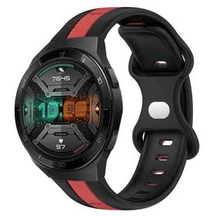 For Huawei Watch GT 2E 20mm Butterfly Buckle Two-Color Silicone Watch Band(Black+Red)