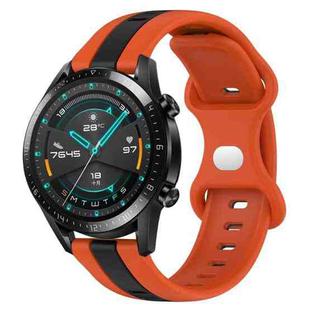 For Huawei GT2 46mm 20mm Butterfly Buckle Two-Color Silicone Watch Band(Orange+Black)