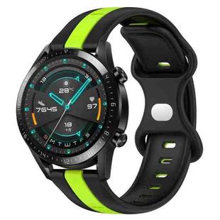 For Huawei GT2 46mm 20mm Butterfly Buckle Two-Color Silicone Watch Band(Black+Green)