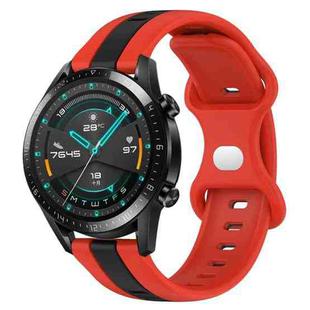 For Huawei GT2 46mm 20mm Butterfly Buckle Two-Color Silicone Watch Band(Red+Black)