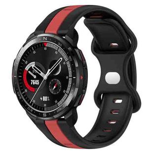 For Honor Watch GS Pro 20mm Butterfly Buckle Two-Color Silicone Watch Band(Black+Red)