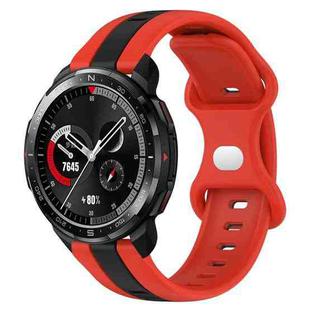 For Honor Watch GS Pro 20mm Butterfly Buckle Two-Color Silicone Watch Band(Red+Black)