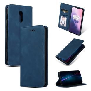 Retro Skin Feel Business Magnetic Horizontal Flip Leather Case for OnePlus 7(Navy Blue)
