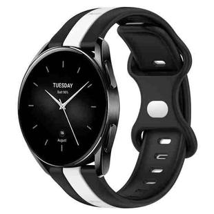 For Xiaomi Watch S2 42mm 22mm Butterfly Buckle Two-Color Silicone Watch Band(Black+White)