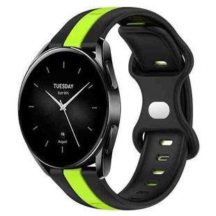 For Xiaomi Watch S2 42mm 22mm Butterfly Buckle Two-Color Silicone Watch Band(Black+Green)