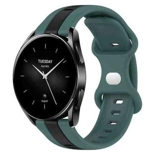 For Xiaomi Watch S2 46mm 22mm Butterfly Buckle Two-Color Silicone Watch Band(Green+Black)