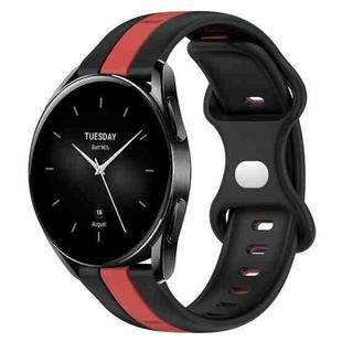 For Xiaomi Watch S2 46mm 22mm Butterfly Buckle Two-Color Silicone Watch Band(Black+Red)