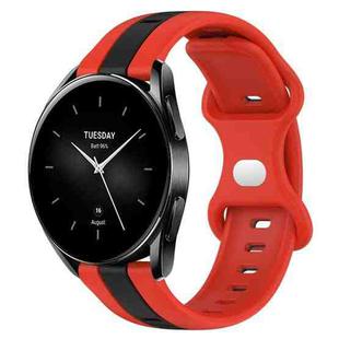 For Xiaomi Watch S2 46mm 22mm Butterfly Buckle Two-Color Silicone Watch Band(Red+Black)