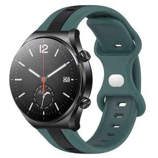 For Xiaomi MI Watch S1 22mm Butterfly Buckle Two-Color Silicone Watch Band(Green+Black)