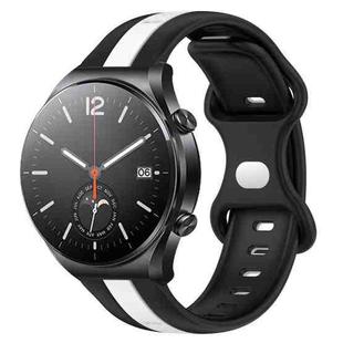 For Xiaomi MI Watch S1 22mm Butterfly Buckle Two-Color Silicone Watch Band(Black+White)