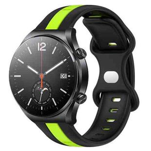 For Xiaomi MI Watch S1 22mm Butterfly Buckle Two-Color Silicone Watch Band(Black+Green)