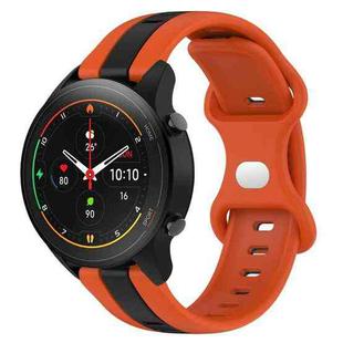 For Xiaomi MI Watch S1 Pro 22mm Butterfly Buckle Two-Color Silicone Watch Band(Orange+Black)