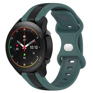 For Xiaomi MI Watch S1 Pro 22mm Butterfly Buckle Two-Color Silicone Watch Band(Green+Black)